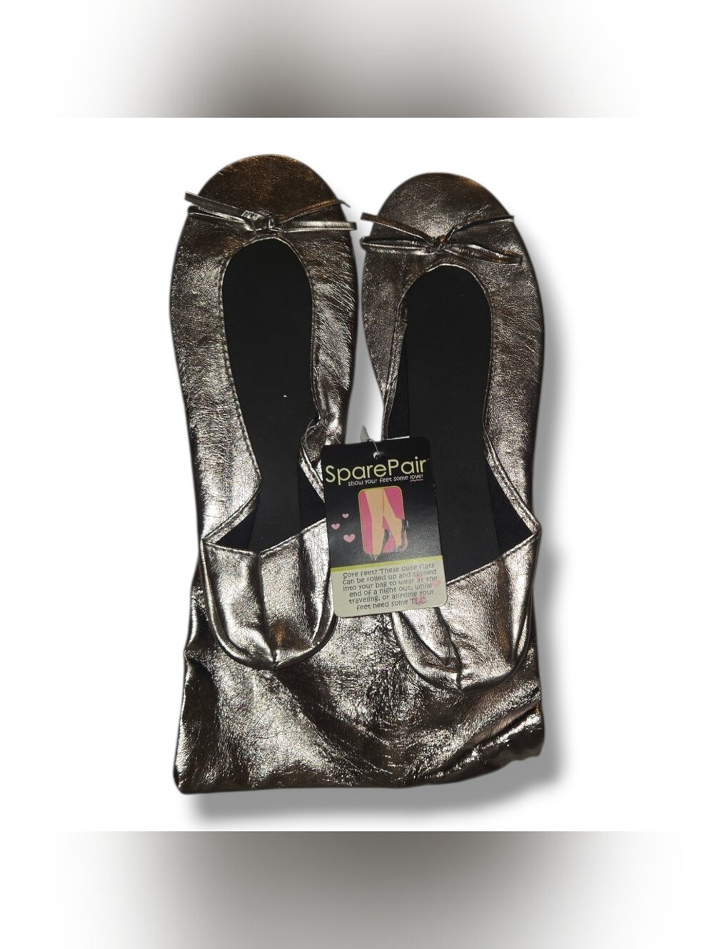 Metallic Silver Foldable Ballet Flats